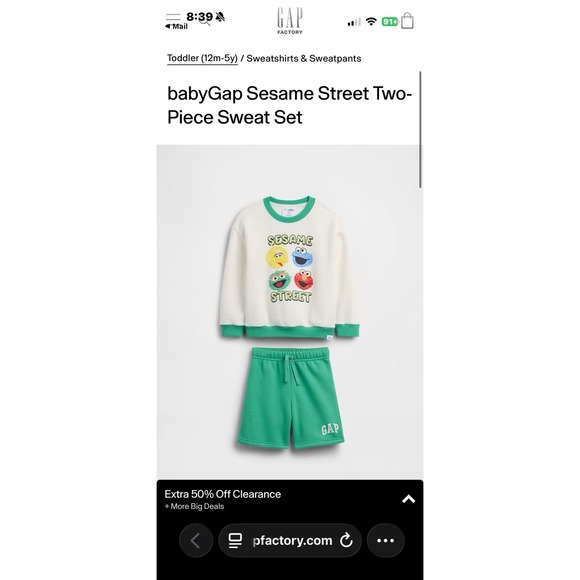 GAP Other - baby Gap Sesame Street Two-Piece Sweat Set Size 4Toddler New